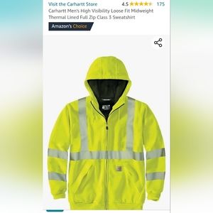 NWT Carhartt High Vis Hooded Zip Front Sweatshirt XL